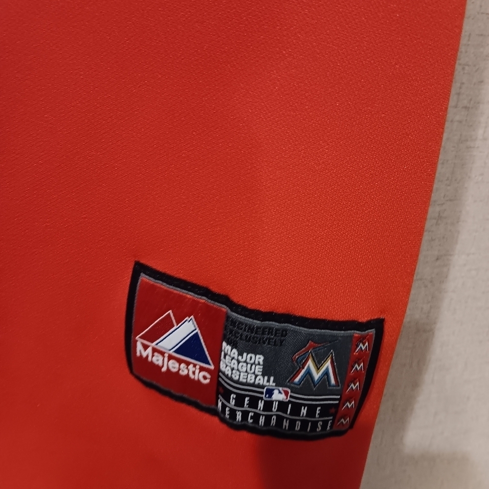 Vtg Miami Marlins Jersey M Majestic Orange MLB Genuine Merchandise USA - Picture 3 of 5